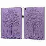 For Huawei MatePad SE 10.4 2022 Tree & Deer Pattern Embossed Leather Tablet Case(Purple)