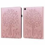 For Huawei MatePad SE 10.4 2022 Tree & Deer Pattern Embossed Leather Tablet Case(Pink)