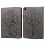 For Huawei MatePad SE 10.4 2022 Tree & Deer Pattern Embossed Leather Tablet Case(Grey)