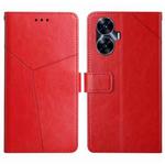 For Realme C55 HT01 Y-shaped Pattern Flip Leather Phone Case(Red)