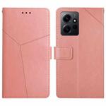 For Xiaomi Redmi Note 12 4G Global HT01 Y-shaped Pattern Flip Leather Phone Case(Pink)