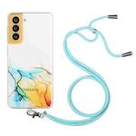 For Samsung Galaxy S23 FE 5G Hollow Marble Pattern TPU Phone Case with Neck Strap Rope(Yellow)