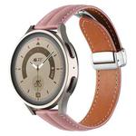 20mm Folding Buckle Grooved Genuine Leather Watch Band, Silver Buckle(Dark Pink)