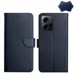 For Xiaomi Redmi Note 12 4G Global Genuine Leather Fingerprint-proof Flip Phone Case(Blue)