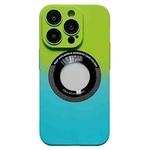 For iPhone 14 Pro Max Gradient Skin Feel MagSafe Magnetic Phone Case(Green + Sky Blue)