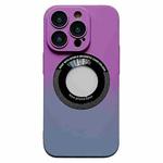 For iPhone 14 Pro Max Gradient Skin Feel MagSafe Magnetic Phone Case(Purple + Grey)
