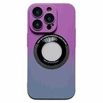 For iPhone 14 Plus Gradient Skin Feel MagSafe Magnetic Phone Case(Purple + Grey)