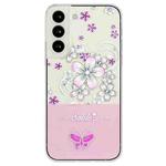 For Samsung Galaxy S23 5G Bronzing Butterfly Flower TPU Phone Case(Cherry Blossoms)
