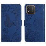 For Honor X5 4G HT03 Skin Feel Butterfly Embossed Flip Leather Phone Case(Blue)