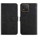 For Honor X5 4G HT03 Skin Feel Butterfly Embossed Flip Leather Phone Case(Black)