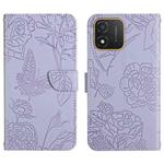 For Honor X5 4G HT03 Skin Feel Butterfly Embossed Flip Leather Phone Case(Purple)