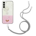 For Samsung Galaxy S23+ 5G Bronzing Butterfly Flower TPU Phone Case with Lanyard(Dandelions)