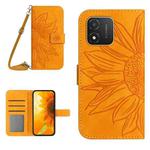For Honor X5 4G Skin Feel Sun Flower Embossed Flip Leather Phone Case with Lanyard(Yellow)