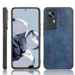 For Xiaomi 12T Pro Sewing Cow Pattern Skin PC + PU + TPU Phone Case(Blue)