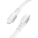 Borofone BX88 Type-C to 8 Pin Solid Silicone Charging Data Cable, Length:1m(White)