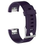 For Fitbit Charge 2 Common Texture Silicone  Watch Band with Buckle, Size:L(Dark Purple)