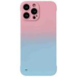 For iPhone 14 Frameless Skin Feel Gradient Phone Case(Pink + Light Blue)
