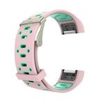 For Fitbit Charge 2 Two-tone Round Hole Silicone  Watch Band with Buckle(Pink + Green)