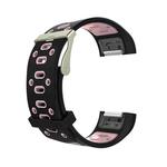 For Fitbit Charge 2 Two-tone Round Hole Silicone  Watch Band with Buckle(Black + Pink)