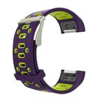 For Fitbit Charge 2 Two-tone Round Hole Silicone  Watch Band with Buckle(Purple + Green)