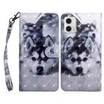 For Motorola Moto G73 3D Painted Leather Phone Case(Husky)