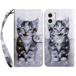 For Motorola Moto G73 3D Painted Leather Phone Case(Smile Cat)