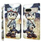 For Google Pixel 7 5G 3D Painted Leather Phone Case(Naughty Cat)