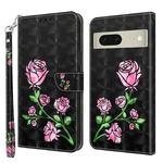 For Google Pixel 7 5G 3D Painted Leather Phone Case(Rose)