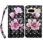 For Google Pixel 7 5G 3D Painted Leather Phone Case(Pink Flower)