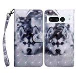 For Google Pixel 7 Pro 5G 3D Painted Leather Phone Case(Husky)