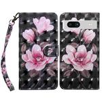 For Google Pixel 7a 5G 3D Painted Leather Phone Case(Pink Flower)