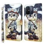 For Xiaomi Redmi 11A 3D Painted Leather Phone Case(Naughty Cat)