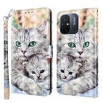 For Xiaomi Redmi 11A 3D Painted Leather Phone Case(Two Loving Cats)