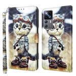 For Xiaomi 12T Pro 3D Painted Leather Phone Case(Naughty Cat)