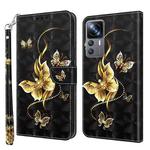 For Xiaomi 12T Pro 3D Painted Leather Phone Case(Golden Swallow Butterfly)