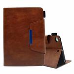 For iPad mini 5 / 4 / 3 / 2 / 1 Suede Cross Texture Magnetic Clasp Leather Tablet Case(Brown)