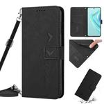 For Infinix Zero 20 Skin Feel Heart Pattern Leather Phone Case with Lanyard(Black)