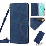 For Motorola Moto E13 Skin Feel Heart Pattern Leather Phone Case with Lanyard(Blue)