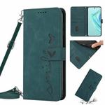 For Tecno Pova 4 Skin Feel Heart Pattern Leather Phone Case with Lanyard(Green)