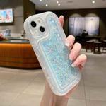 For iPhone 14 Luminous Sequins Glitter Epoxy Phone Case(Baby Blue)