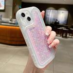 For iPhone 14 Luminous Sequins Glitter Epoxy Phone Case(Pink)