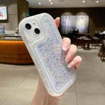 For iPhone 14 Plus Luminous Sequins Glitter Epoxy Phone Case(Silver)