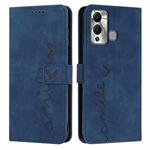 For Infinix Hot 20 Play Skin Feel Heart Embossed Leather Phone Case(Blue)