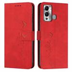 For Infinix Hot 20 Play Skin Feel Heart Embossed Leather Phone Case(Red)