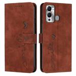 For Infinix Hot 20 Play Skin Feel Heart Embossed Leather Phone Case(Brown)