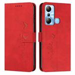 For Infinix Hot 20i Skin Feel Heart Embossed Leather Phone Case(Red)