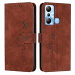 For Infinix Hot 20i Skin Feel Heart Embossed Leather Phone Case(Brown)