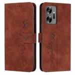 For Infinix Zero 20 Skin Feel Heart Embossed Leather Phone Case(Brown)