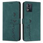 For Motorola Moto E13 Skin Feel Heart Embossed Leather Phone Case(Green)