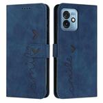 For Motorola Moto G 5G 2023 Skin Feel Heart Embossed Leather Phone Case(Blue)